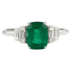 Natural Emerald 1.55ct & Diamond 0.33ct Ring in 14K Gold, India