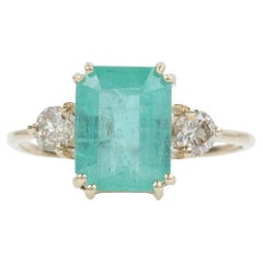 Natural Emerald 
Diamond Ring in 14K Solid Gold (Certified)