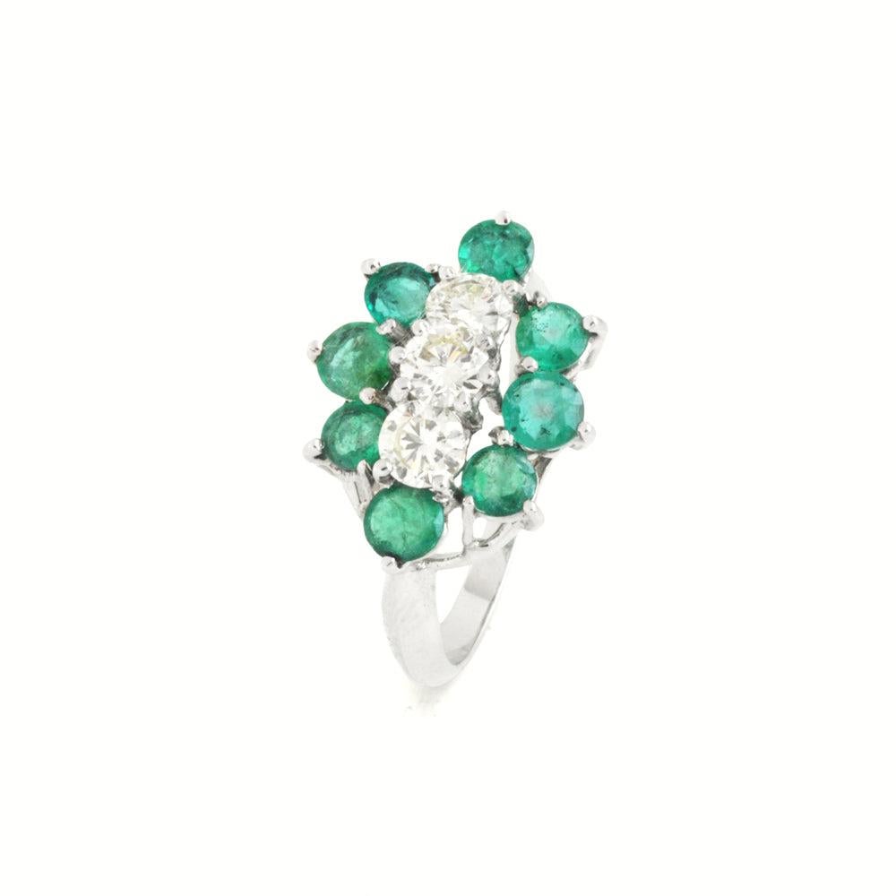 Natural Emerald & Diamond Ring in 18k