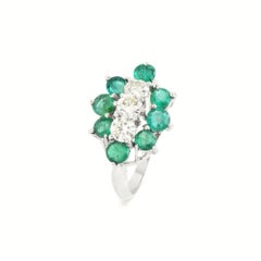 Natural Emerald & Diamond Ring in 18k