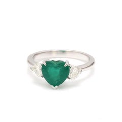 Natural 1.83 cts emerald & 0.46 cts diamond ring in 18k gold
