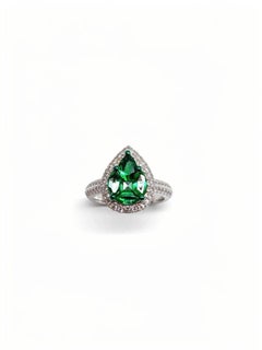 Natural Emerald & Diamond Ring in 18k Gold