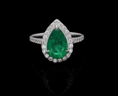 Natural Emerald 1.97ct & Diamond 0.44ct Ring in 18K White Gold
