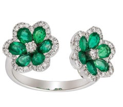 Bague en or 18 carats sertie d'émeraudes et de diamants, Inde