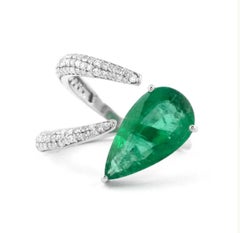 Natürlicher Smaragd & Diamant Ring in 18k Gold