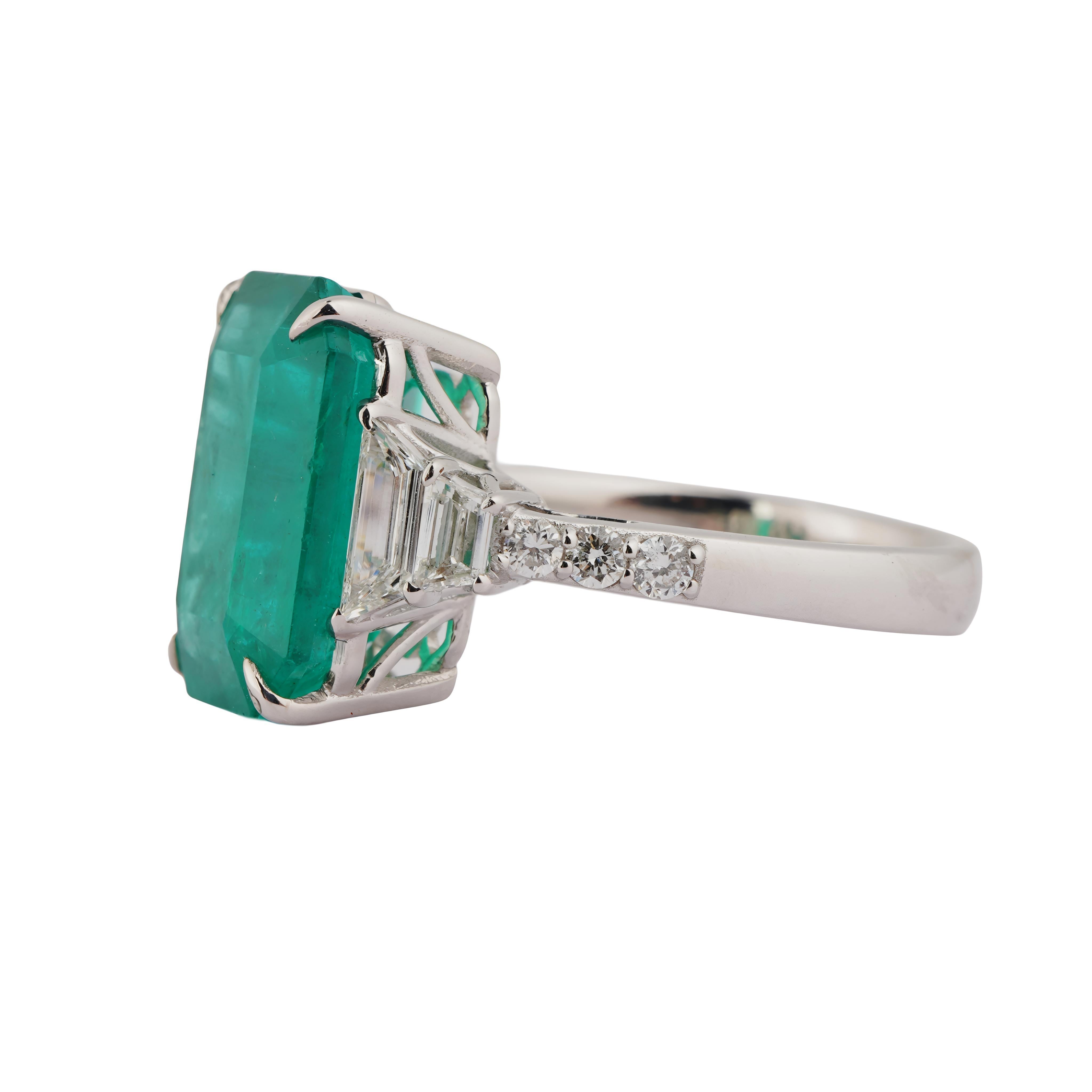 Natural zambian  high quality emerald diamond ring in 18k gold in vendita 1