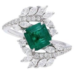 Natürlicher Smaragd-Diamant-Ring in 18k Gold