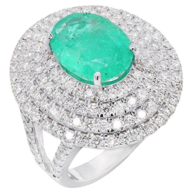 Natürlicher Smaragd-Diamant-Ring in 18k Gold