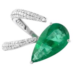 Natürlicher Smaragd & Diamant Ring in 18k Gold