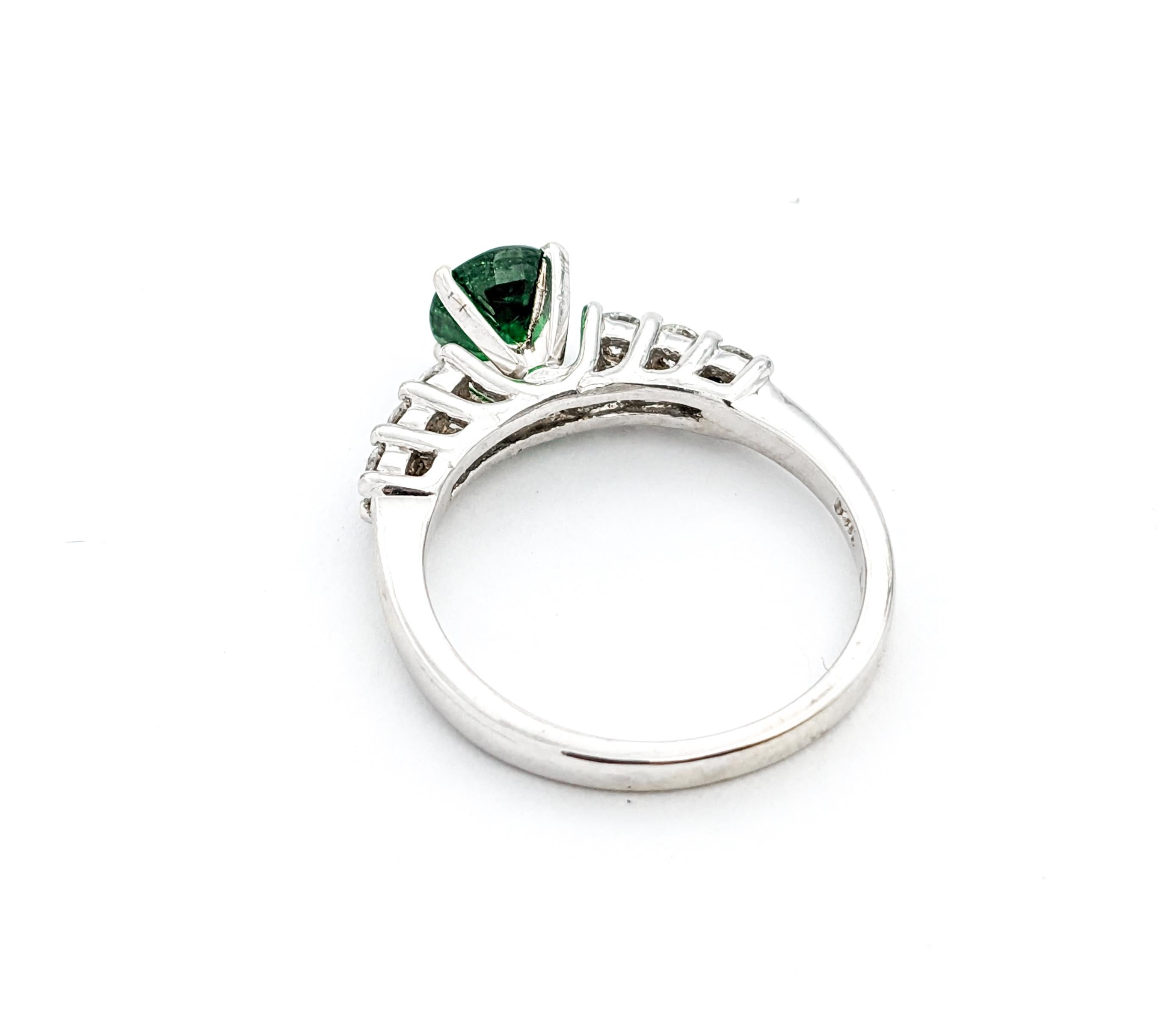 Natural Emerald & Diamond Ring In White  For Sale 2