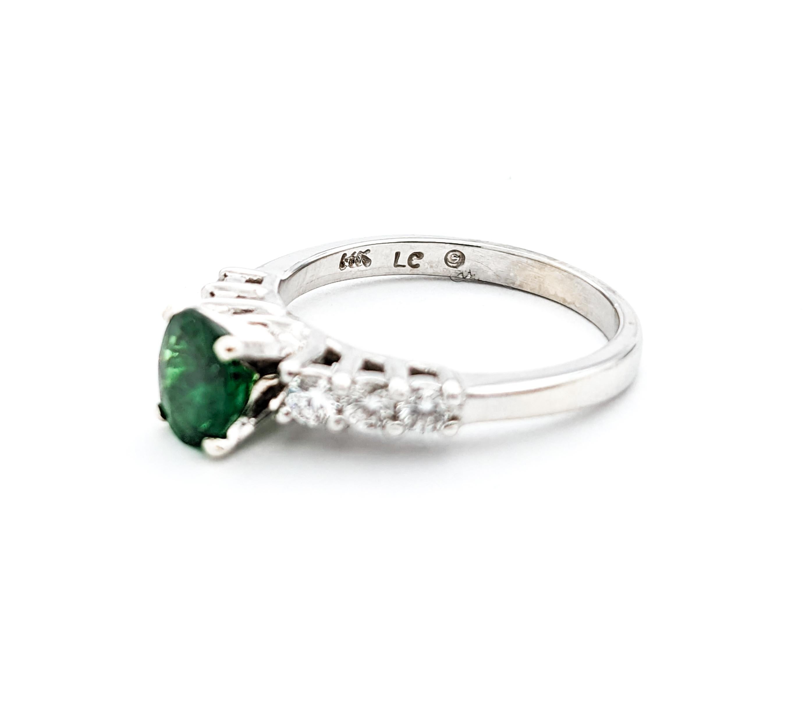 Natural Emerald & Diamond Ring In White  For Sale 3