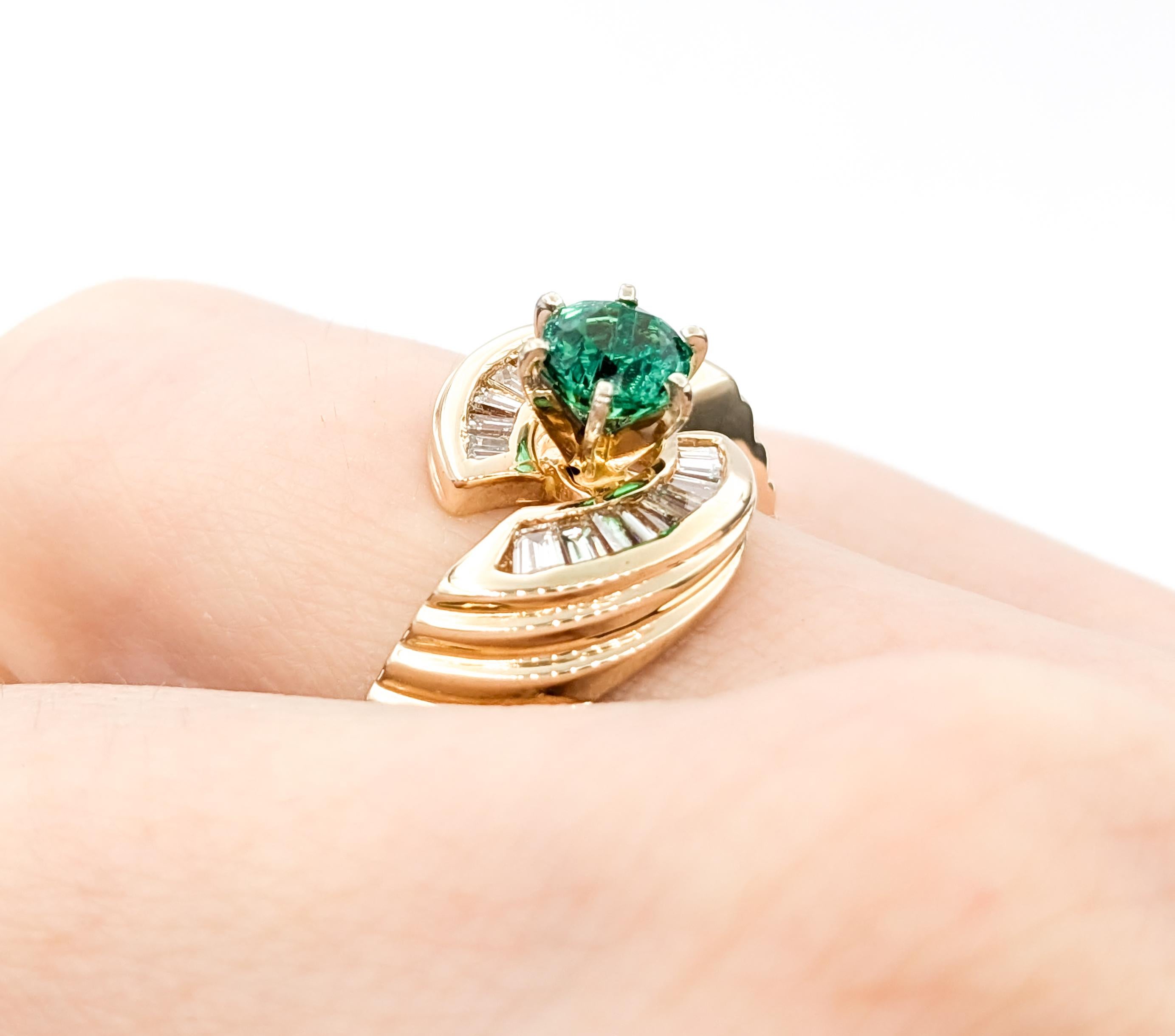 Natürlicher Smaragd & Diamant Ring in Gelbgold im Angebot 5