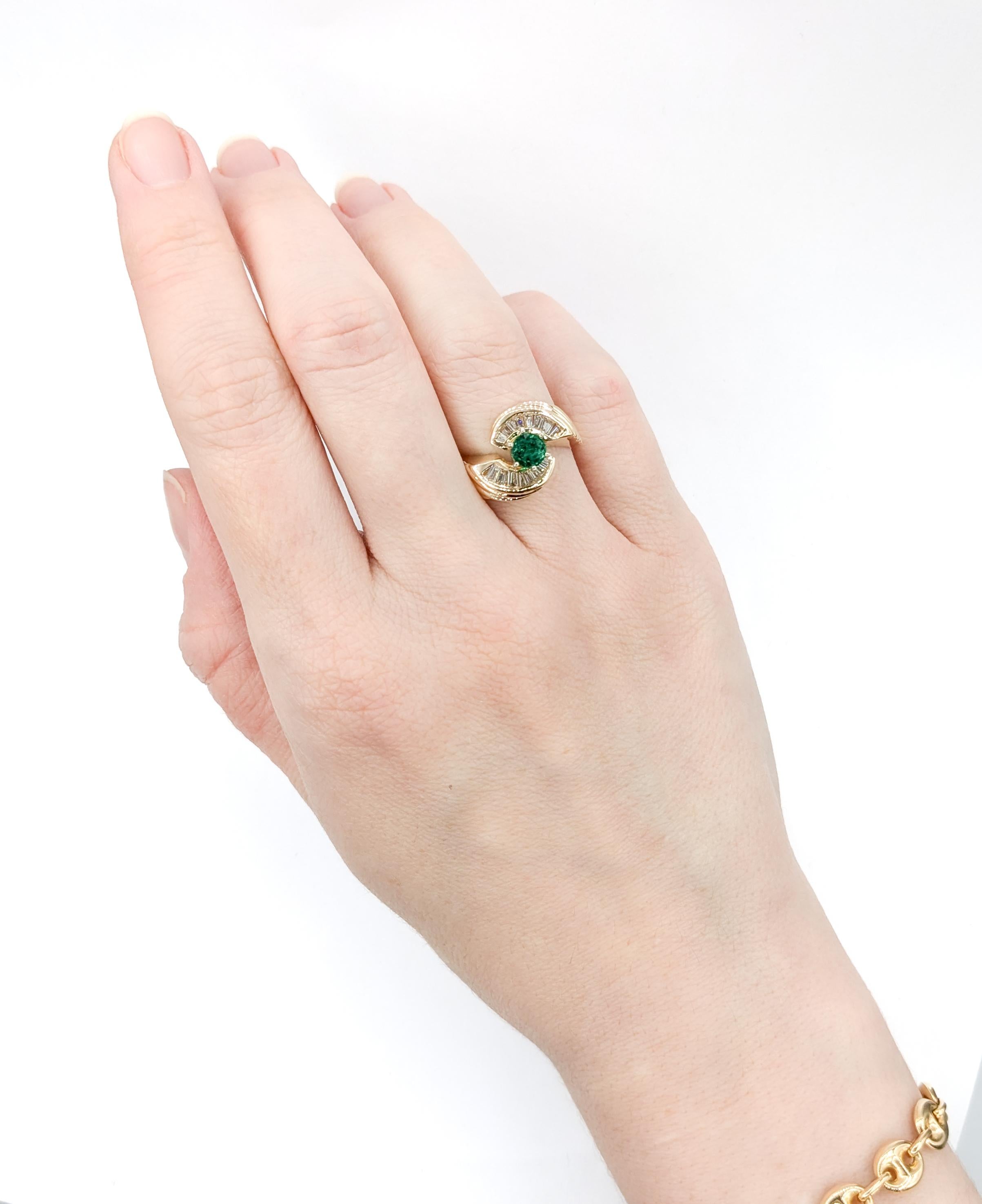 Natürlicher Smaragd & Diamant Ring in Gelbgold im Angebot 6