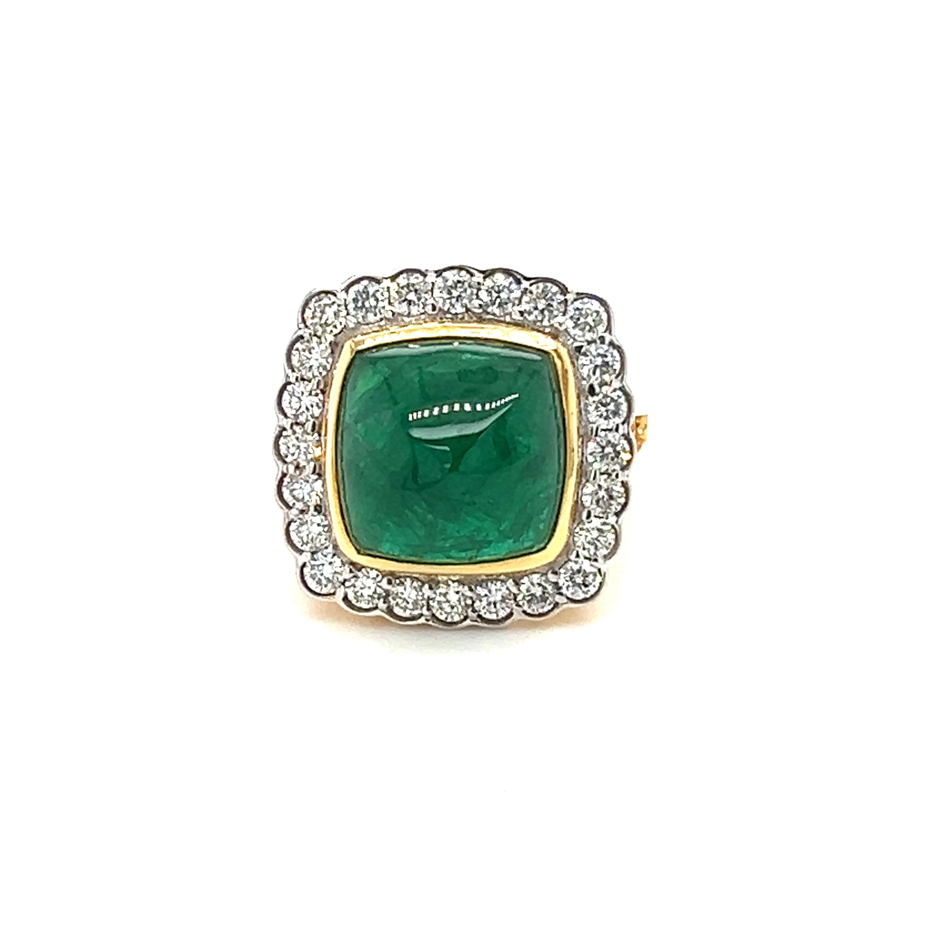 Mixed Cut Natural Emerald Diamond ring set in 18-kt gold For Sale