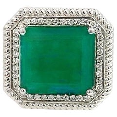 Anello con diamante smeraldo naturale misura 6,25 in oro 14k W 13,14 TCW certificato