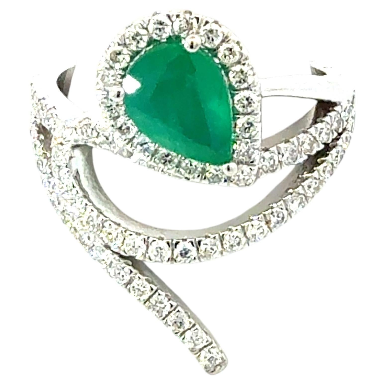 Natürlicher Smaragd Diamant Ring Größe 6,5 14k Gold 1,49 TCW zertifiziert