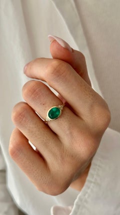 Natürlicher Smaragd Diamant Ring Größe 6,5 14k Gold 1,67 TCW zertifiziert