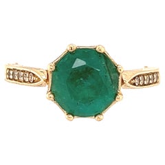 Natural Emerald Diamond Ring 14k Gold 1.94 TCW Certified