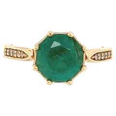 Retro Natural Emerald Diamond Ring 14k Gold 1.94 TCW Certified