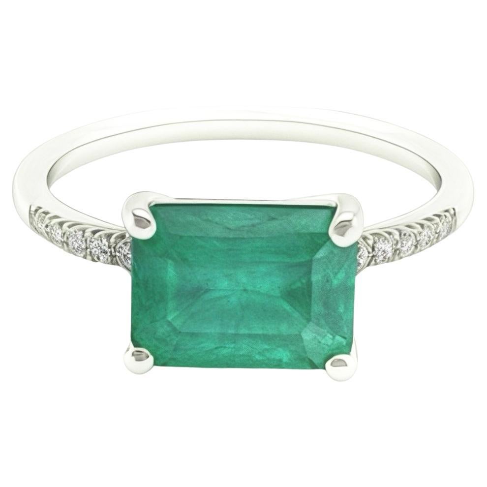 Natural Emerald Diamond Ring Size 6.5 14k Gold 1.95 TCW Certified