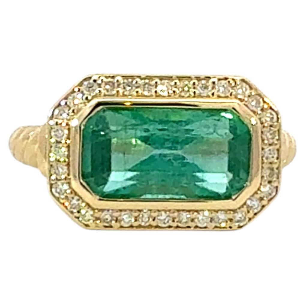 Natural Emerald Diamond Ring Size 6.5 14k Gold 3.47 TCW Certified