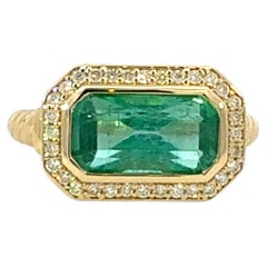 Natural Emerald Diamond Ring Size 6.5 14k Gold 3.47 TCW Certified