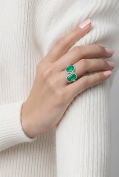Natural Emerald Diamond Ring Size 6.5 14k Gold 4.71 TCW Certified