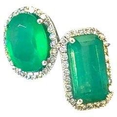 Natural Emerald Diamond Ring Size 6.5 14k Gold 4.71 TCW Certified