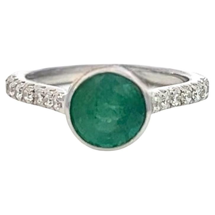 Natural Emerald Diamond Ring Size 6.5 14k W Gold 1.93 TCW Certified