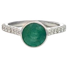 Anillo Diamante Esmeralda Natural Talla 6.5 Oro 14k W 1.93 TCW Certificado
