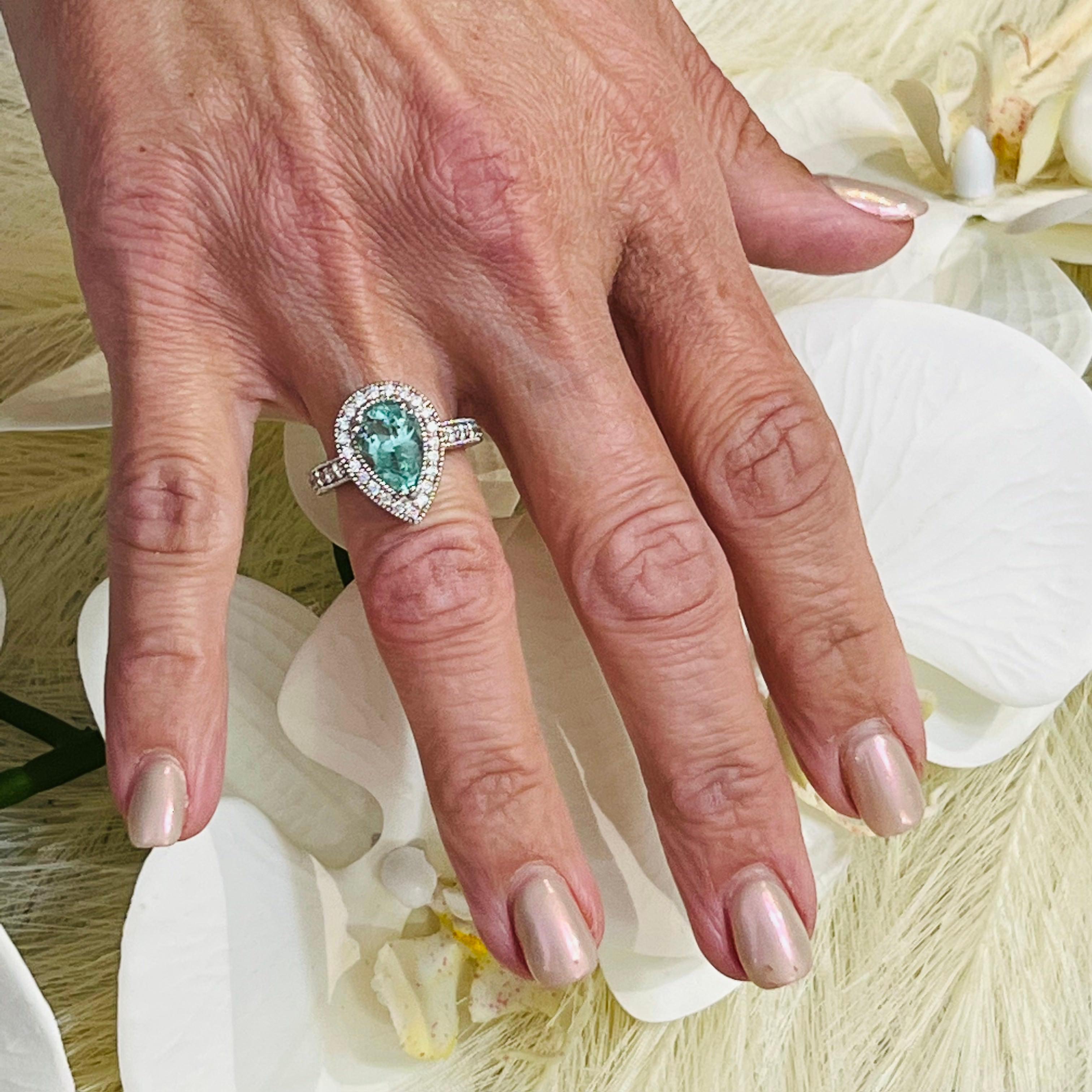 Natural Emerald Diamond Ring Size 6.5 14k W Gold 3.27 TCW Certified In New Condition For Sale In Brooklyn, NY