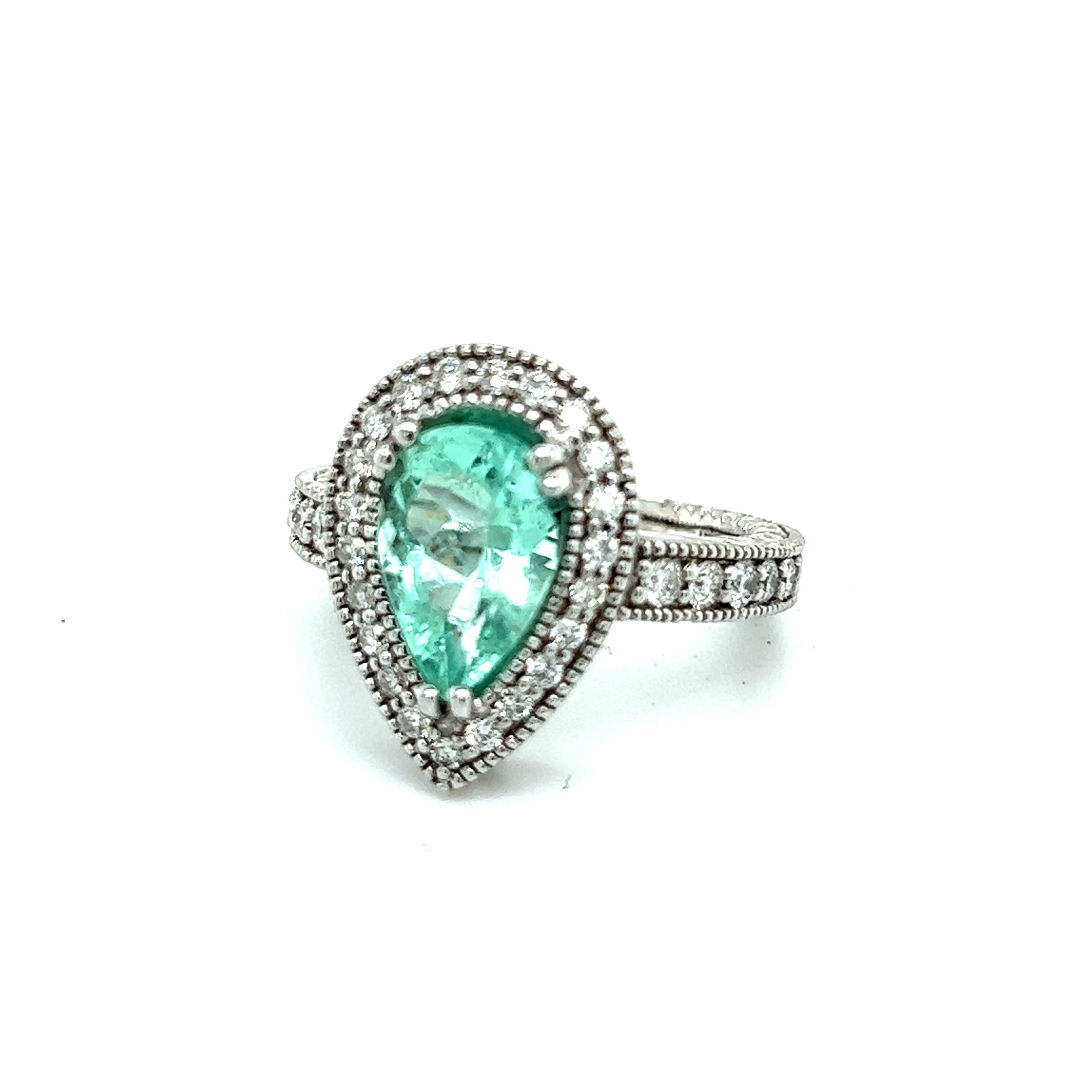 Natrlicher Smaragd-Diamant-Ring Gre 6,5 14k W Gold 3,27 TCW zertifiziert  Damen im Angebot