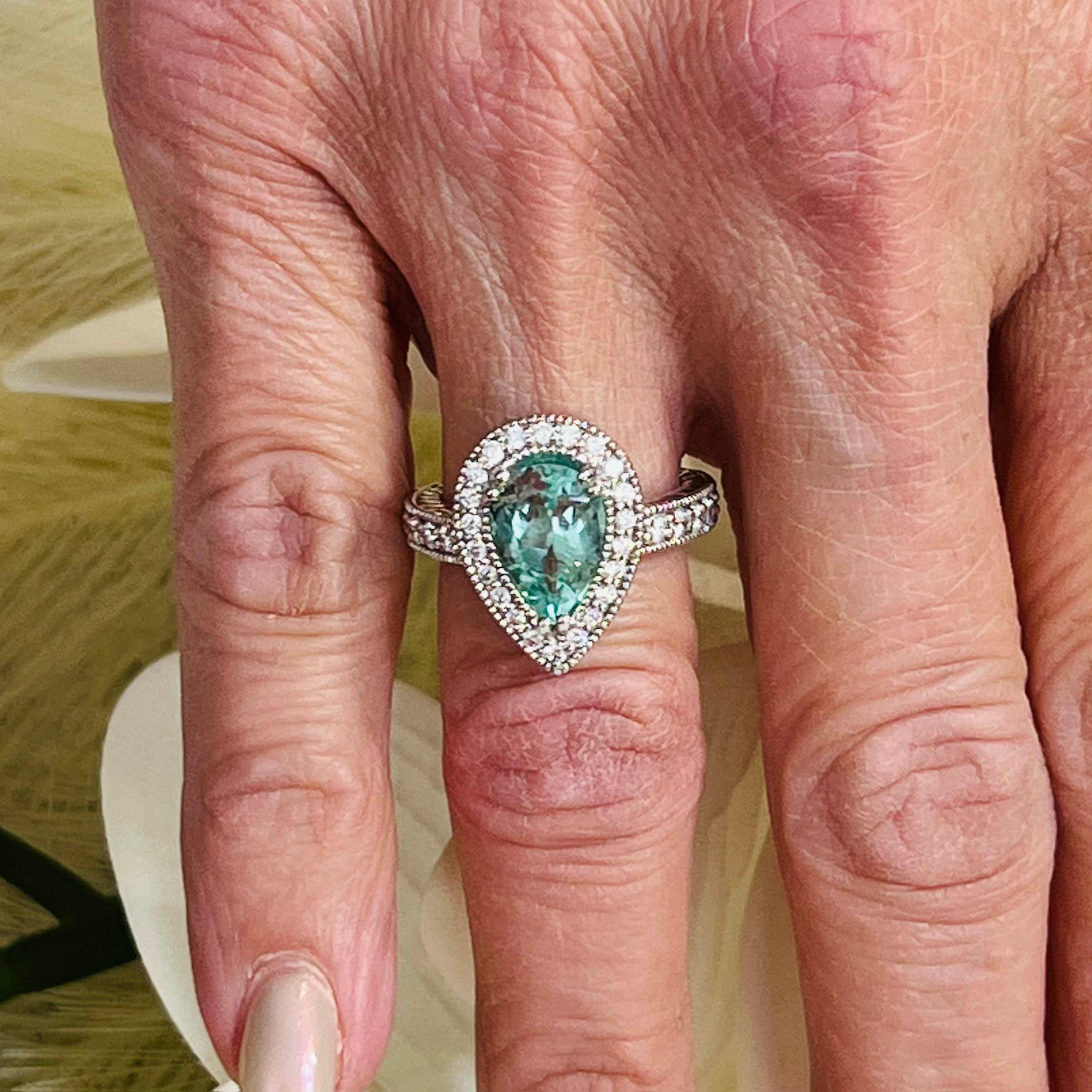 Natural Emerald Diamond Ring Size 6.5 14k W Gold 3.27 TCW Certified For Sale 3