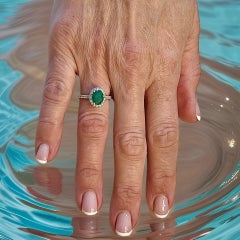 Natural Emerald Diamond Ring Size 6.5 14k White Gold 2.16 TCW Certified