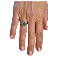 Natural Emerald Diamond Ring Size 6.5 14k White Gold 2.16 TCW Certified