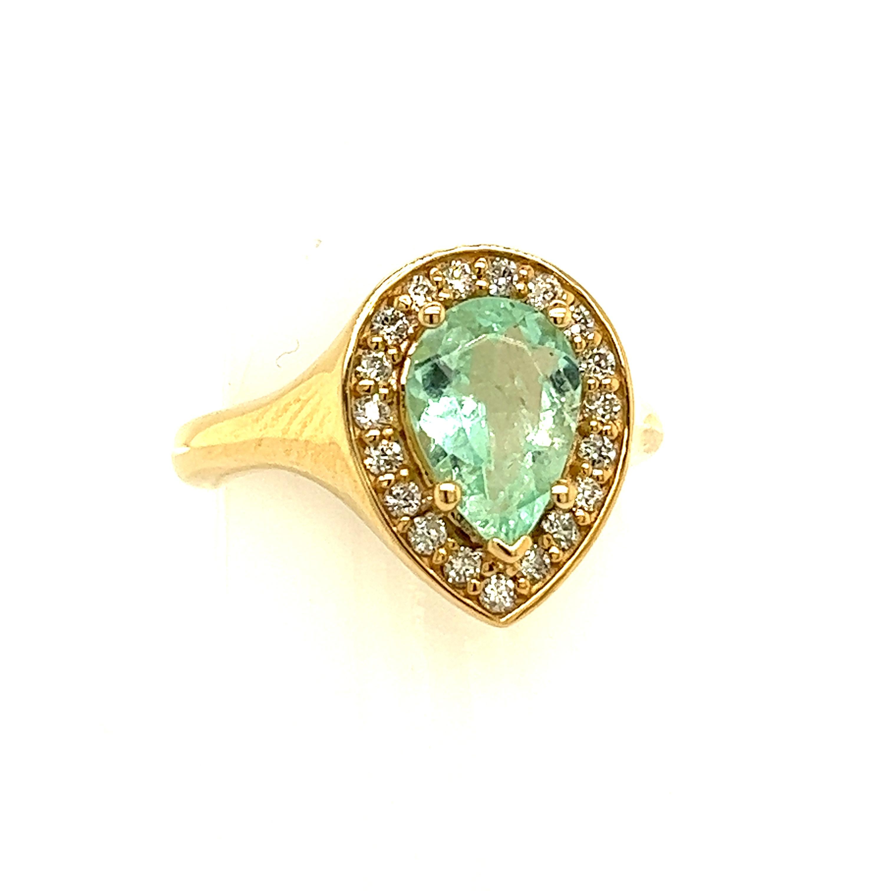 Natürlicher Smaragd-Diamantring 14K Y Gold 1,74 TCW zertifiziert (Gemischter Schliff) im Angebot