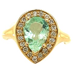 Natural Emerald Diamond Ring 14K Y Gold 1.74 TCW Certified