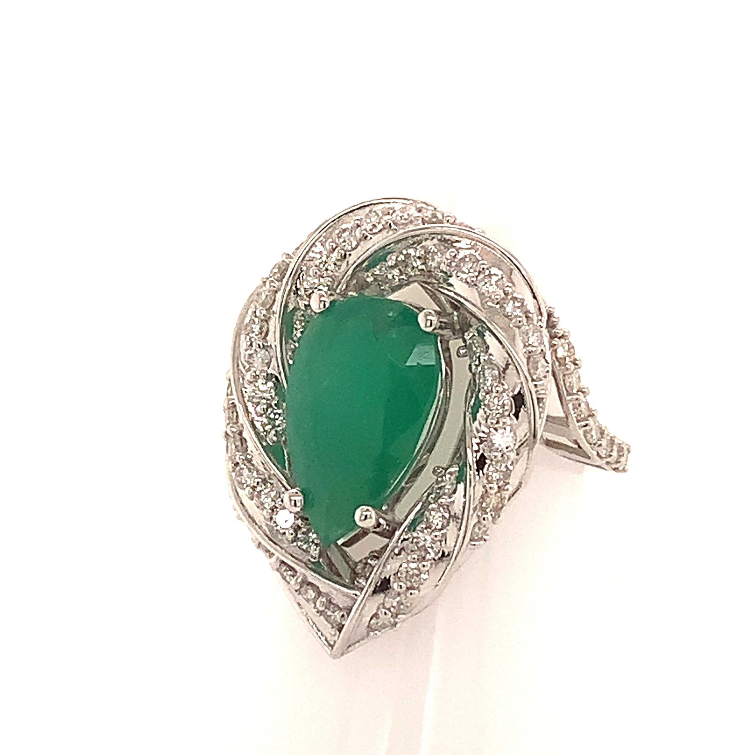 Natural Emerald Diamond Ring 14k Gold 6.1 TCW Certified For Sale 5