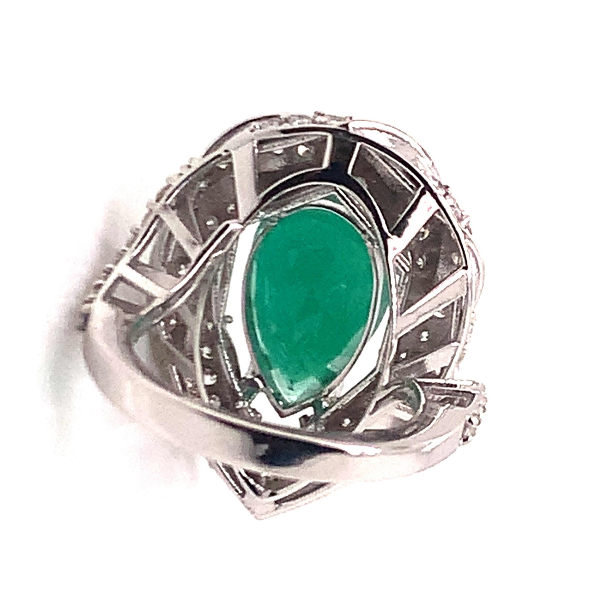 Natural Emerald Diamond Ring 14k Gold 6.1 TCW Certified In New Condition For Sale In Brooklyn, NY