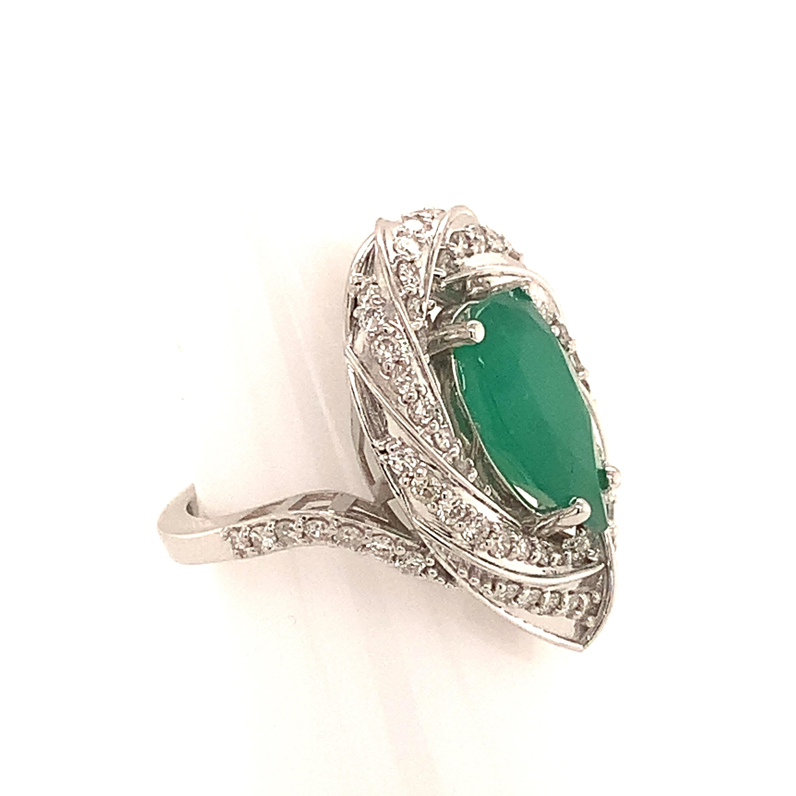 Natural Emerald Diamond Ring 14k Gold 6.1 TCW Certified For Sale 3