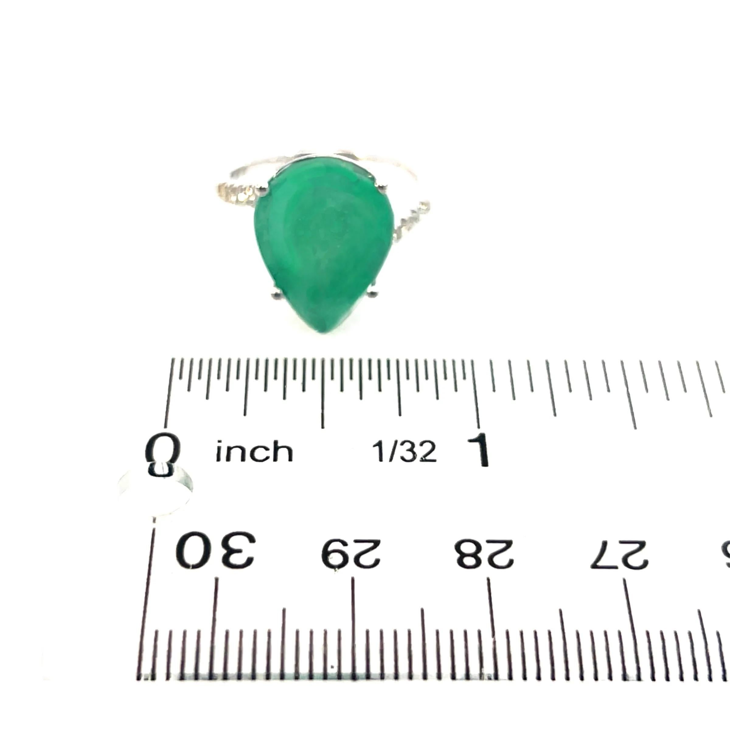 Natural Emerald Diamond Ring Size 7 14k White Gold 7.17 TCW Certified For Sale 6