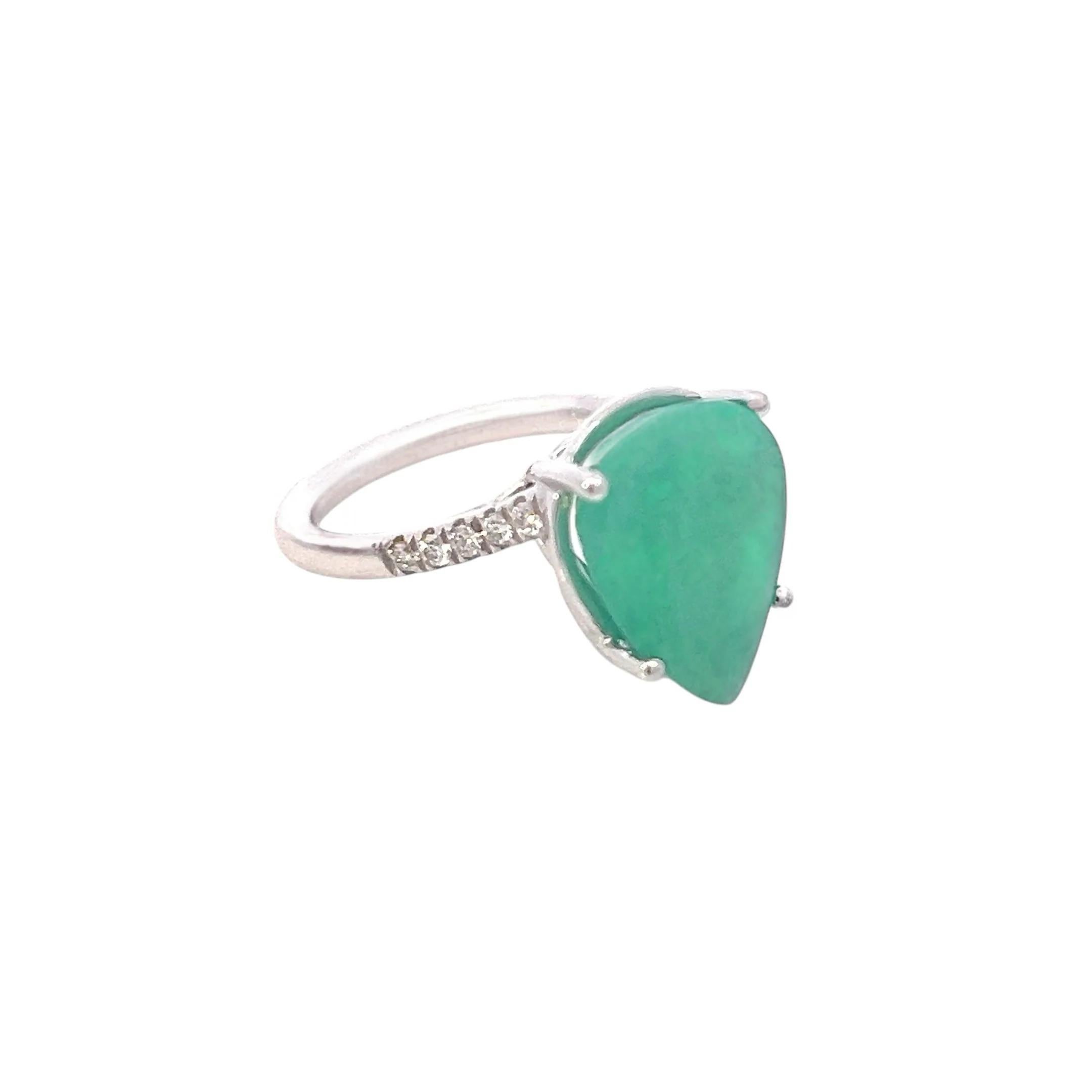 Pear Cut Natural Emerald Diamond Ring Size 7 14k White Gold 7.17 TCW Certified For Sale