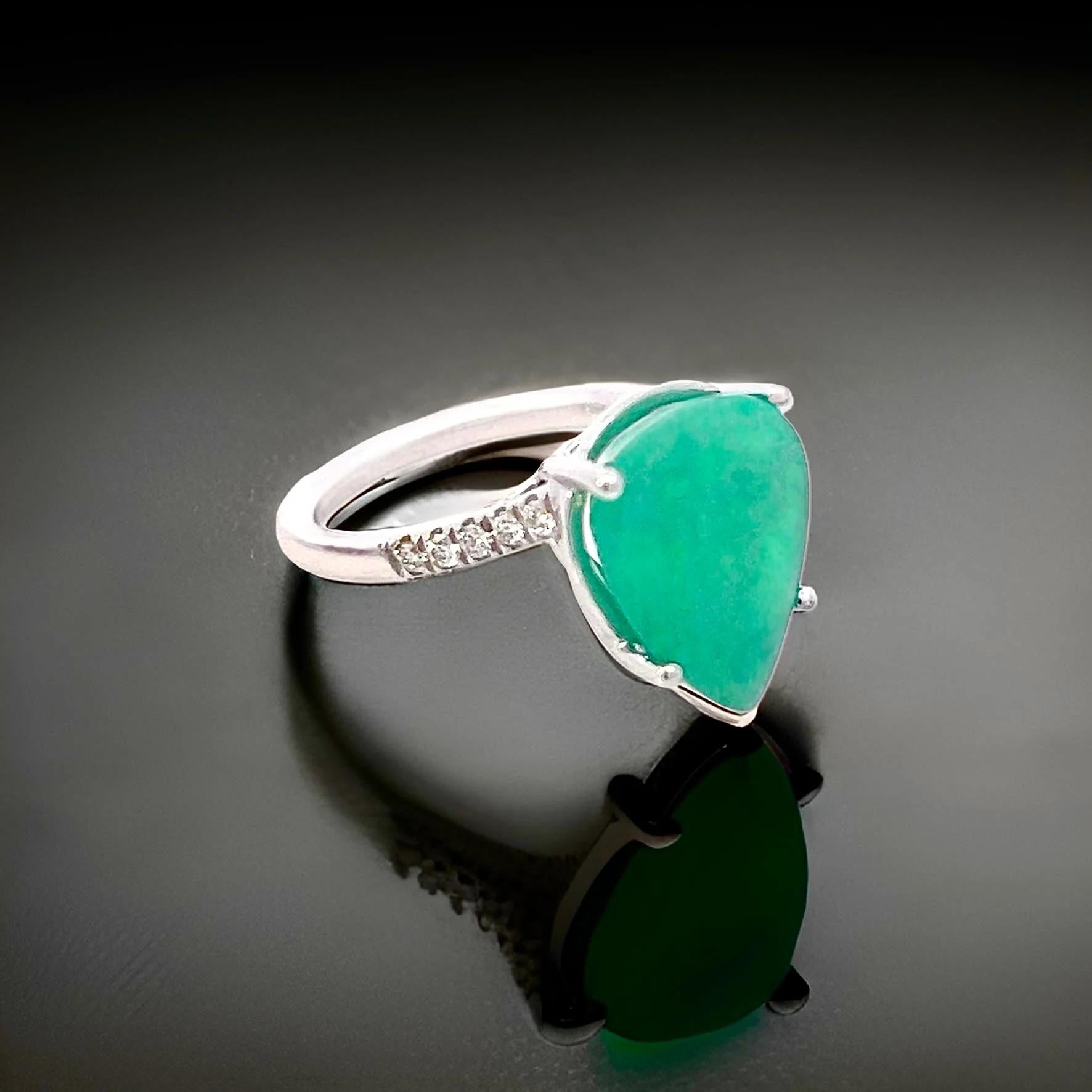Women's Natural Emerald Diamond Ring Size 7 14k White Gold 7.17 TCW Certified For Sale