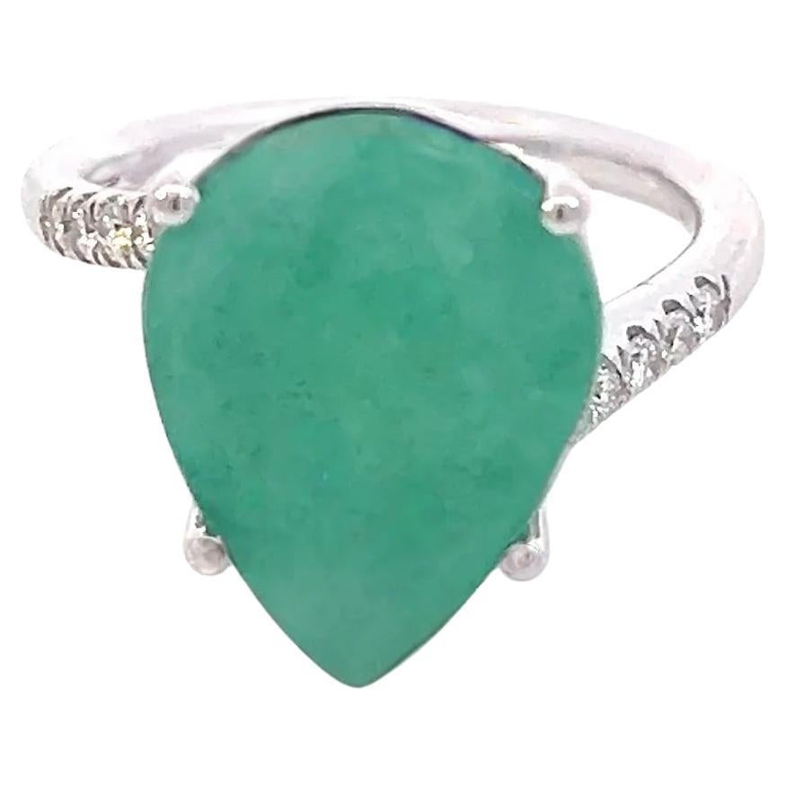 Natural Emerald Diamond Ring Size 7 14k White Gold 7.17 TCW Certified For Sale