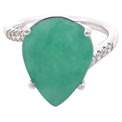 Natural Emerald Diamond Ring Size 7 14k White Gold 7.17 TCW Certified