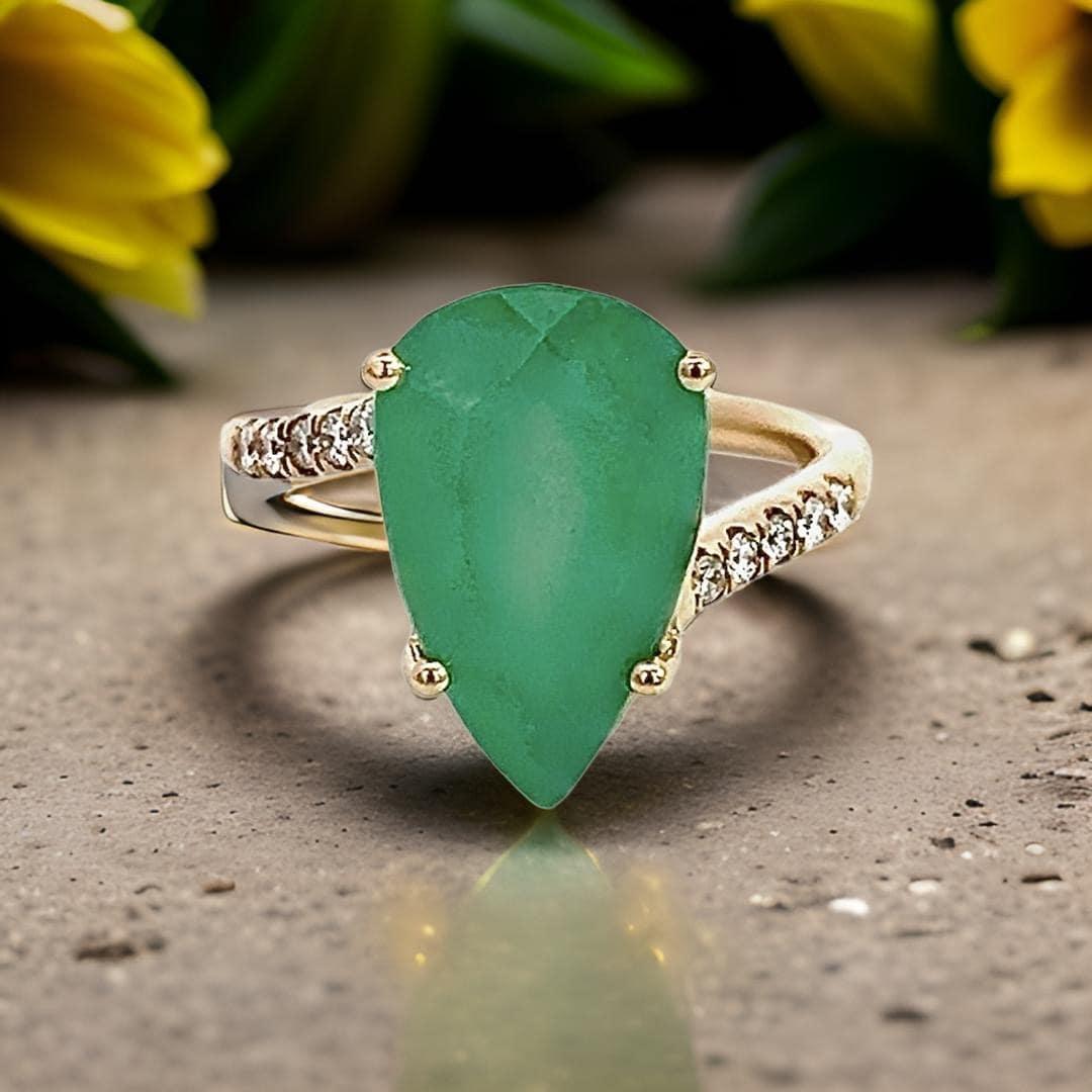 Mixed Cut Natural Emerald Diamond Ring Size 7 14k Y Gold 7.17 TCW Certified For Sale