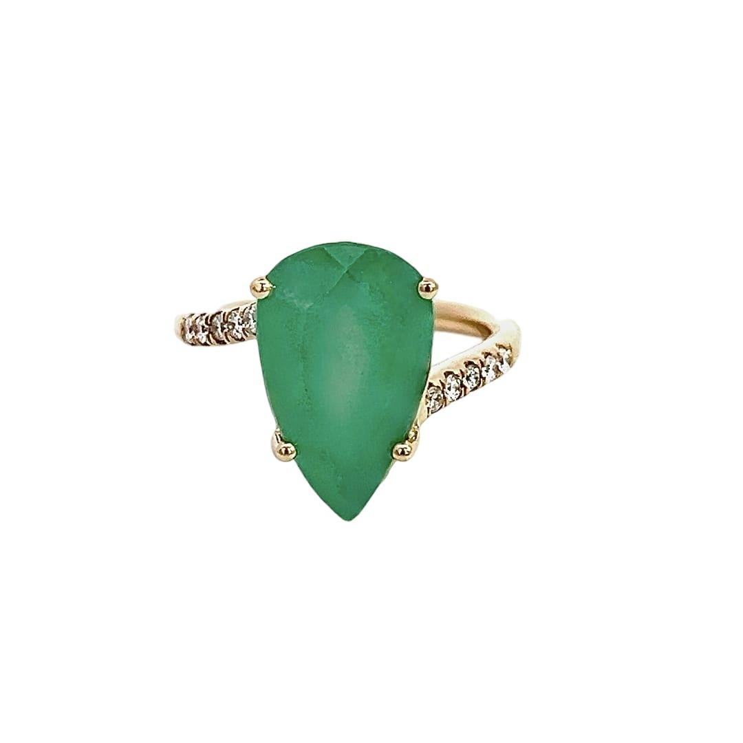 Natural Emerald Diamond Ring Size 7 14k Y Gold 7.17 TCW Certified In New Condition For Sale In Brooklyn, NY