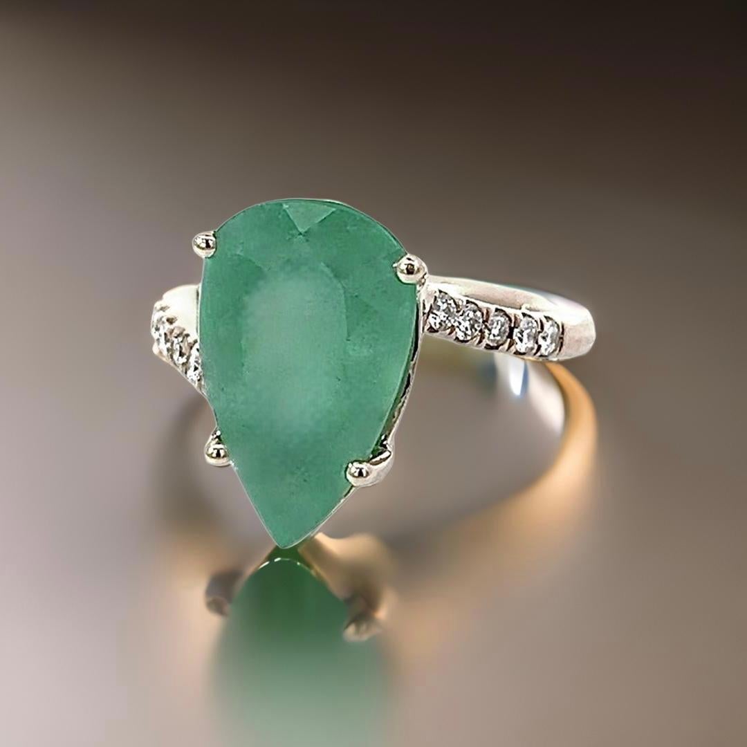 Women's Natural Emerald Diamond Ring Size 7 14k Y Gold 7.17 TCW Certified For Sale