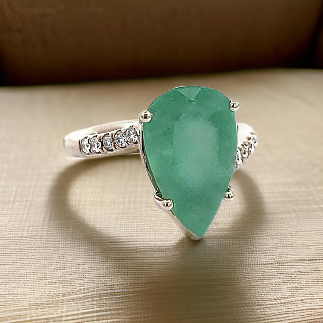 Natural Emerald Diamond Ring Size 7 14k Y Gold 7.17 TCW Certified For Sale 1