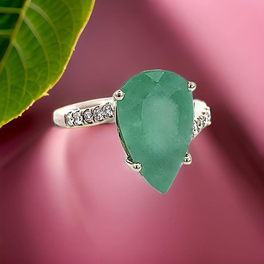 Natural Emerald Diamond Ring Size 7 14k Y Gold 7.17 TCW Certified For Sale 3